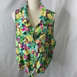 Nickelodeon Sponge Bob Squarepants tie front button down crop size large